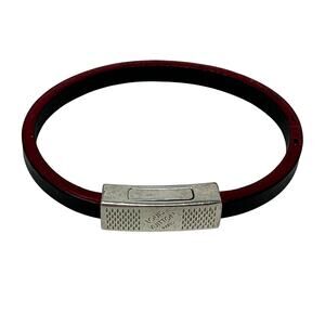 Louis Vuitton LV Edge It Damier Ebene Black Red Leather Bracelet